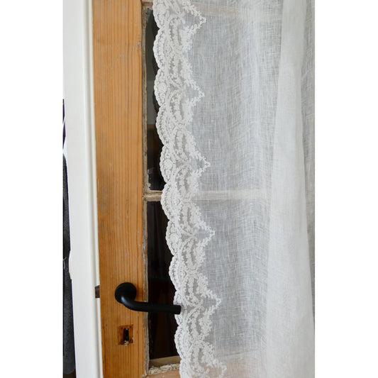 Linen embroidered window curtain | Elsa | Off White - 180x280 cm