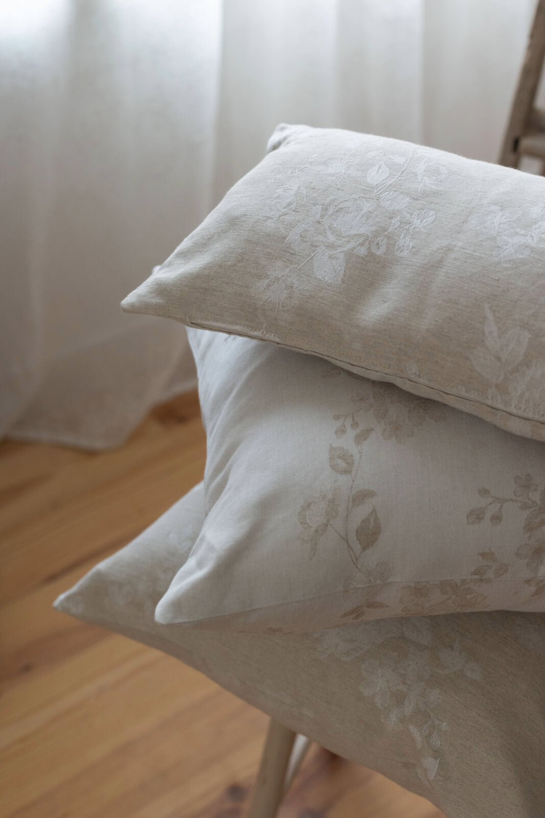 Kate | Square | Off White sand cushion cover | linen cotton jacquard | 50 cm x 50 cm