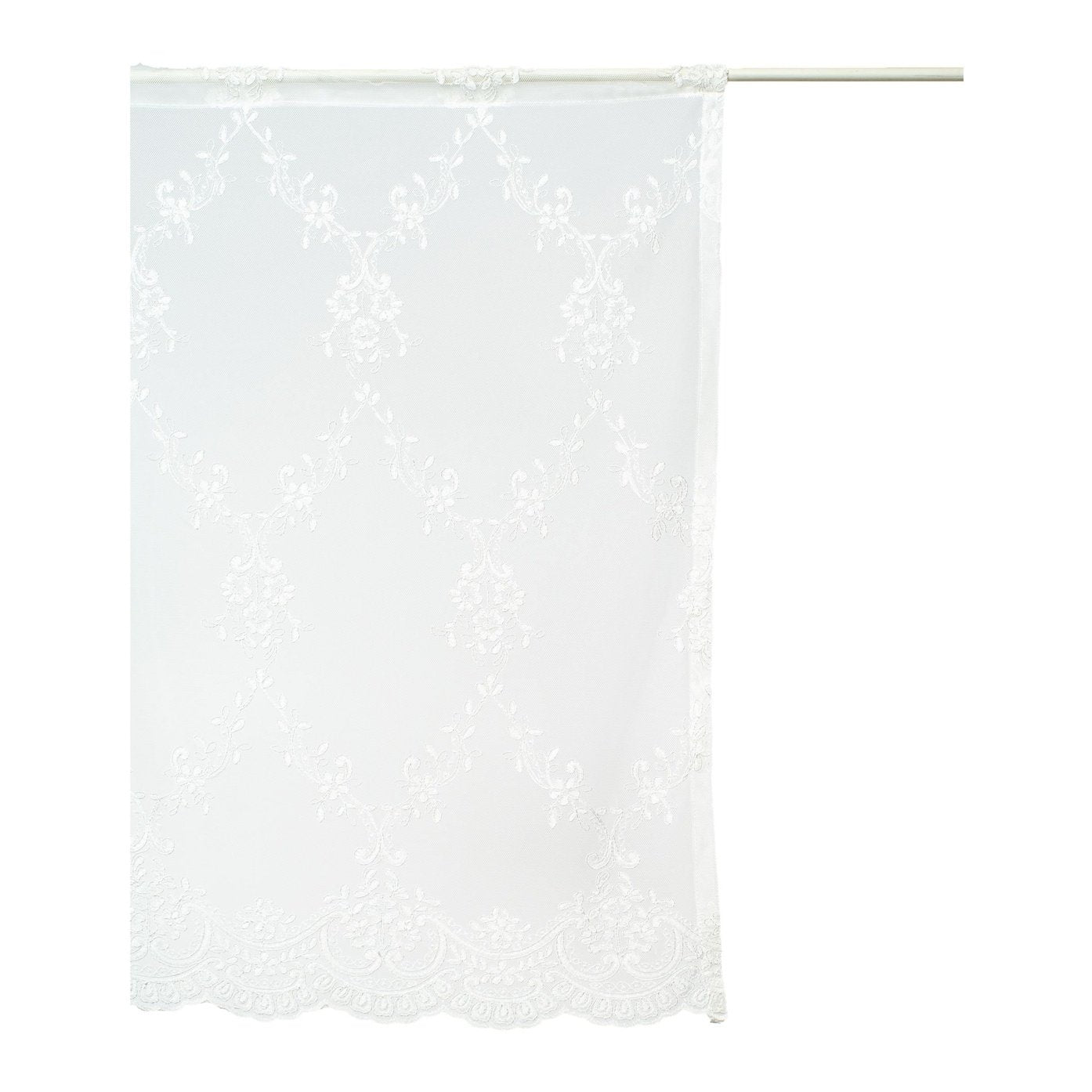 Exquisite embroidered lace curtain for sophisticated interiors.