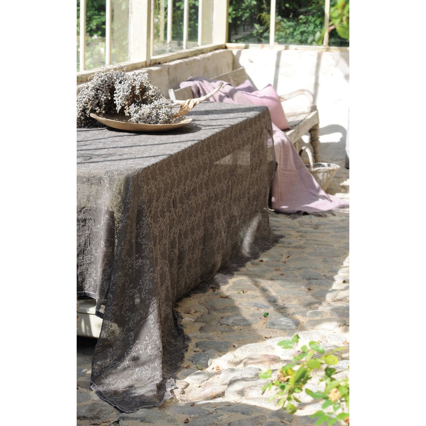 Camille embroidered voile table cloth - available in 3 colors