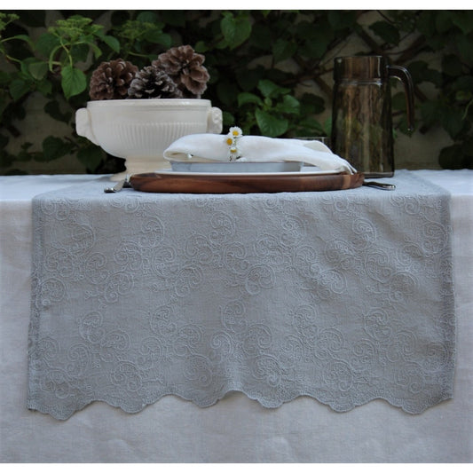 This elegant embroidered voile table runner is a perfect fit for any style setting from boho, design to romantic...your table will look fabulous. Dressing your table is a pleasure!