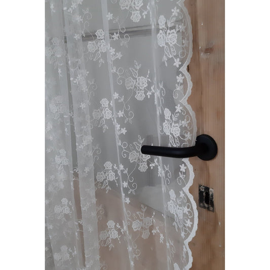 Lace Embroidered Long Curtain | Helene | Off White - 180x280 cm