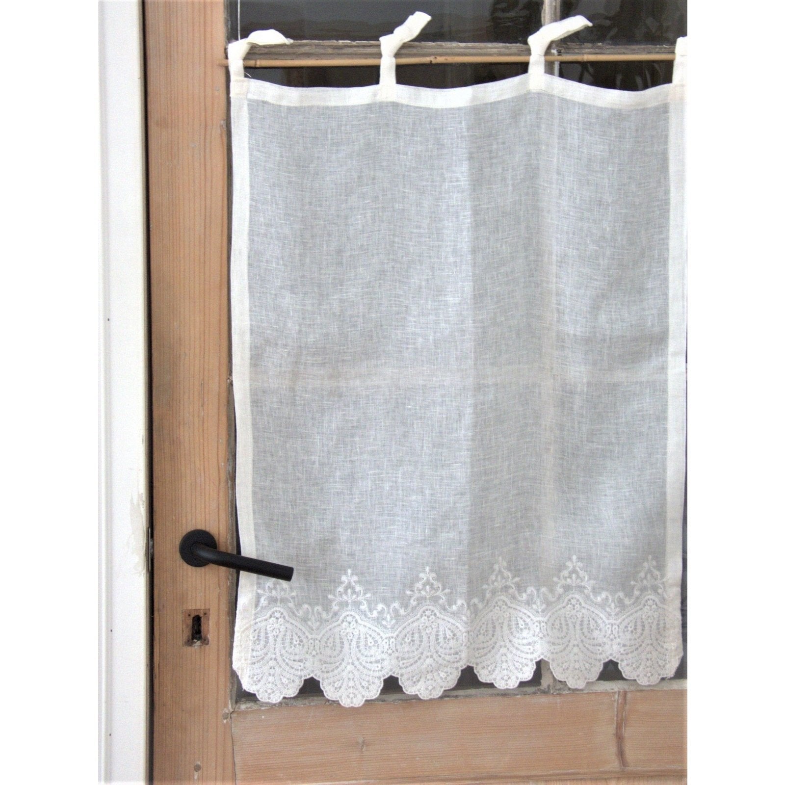 Linen embroidered window curtain | Julia | Off White - 60x80 cm