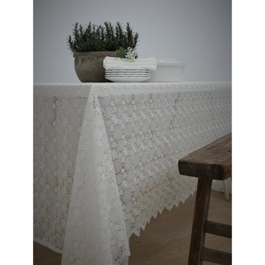 Margaret lace embroidered table Cloth - off white