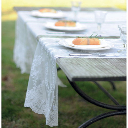 This elegant embroidered voile table runner is a perfect fit for any style setting from boho, design to romantic...your table will look fabulous. Dressing your table is a pleasure!
